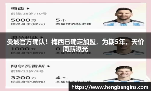 曼城官方确认！梅西已确定加盟，为期5年，天价周薪曝光