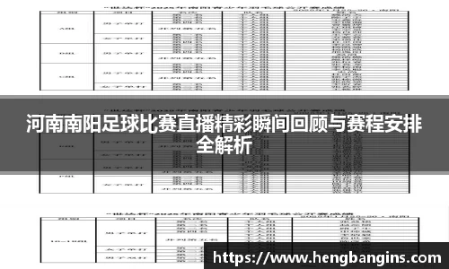 河南南阳足球比赛直播精彩瞬间回顾与赛程安排全解析